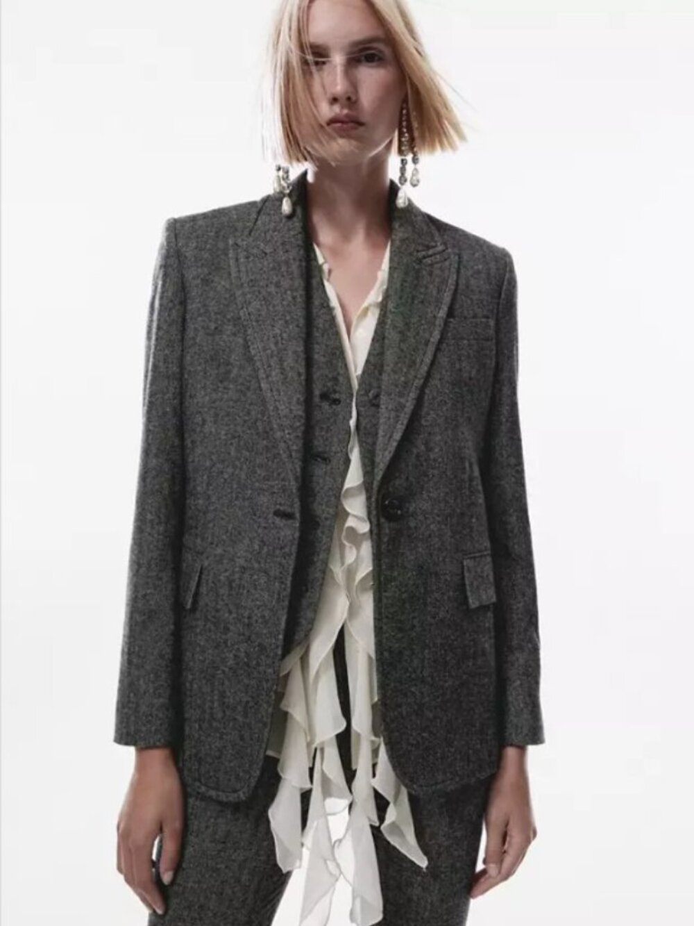 Mango Wool Suit Jacket  Grey, M NWT